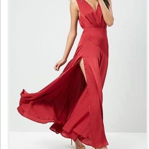 Satin Surplice Maxi Dress